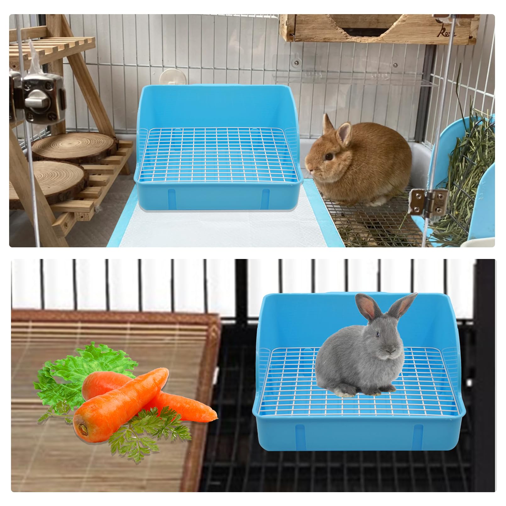 MUYG grate-design litter box blue, helps separate waste for easier cleaning