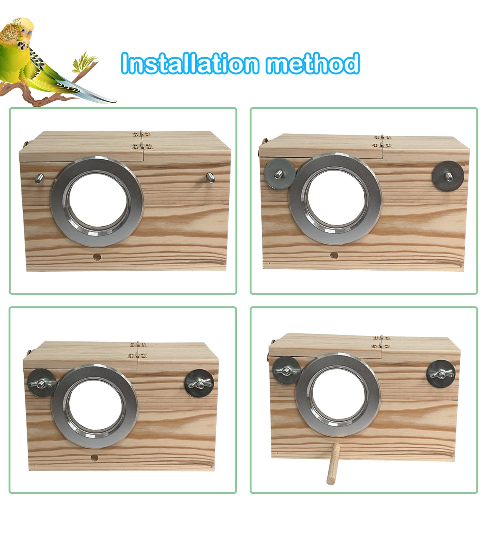 MUYG nesting box with rattan balls and accessories for enrichment