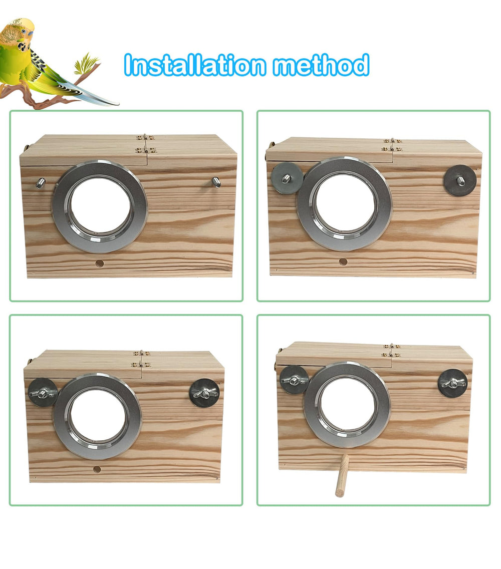 MUYG nesting box with rattan balls and accessories for enrichment