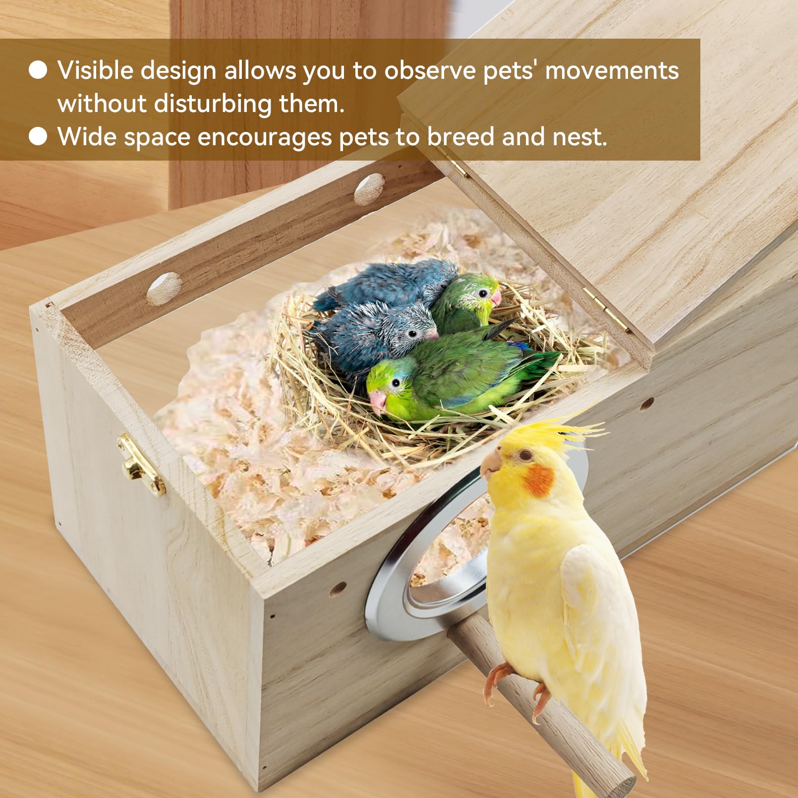 MUYG nesting box ready for bedding to enhance comfort