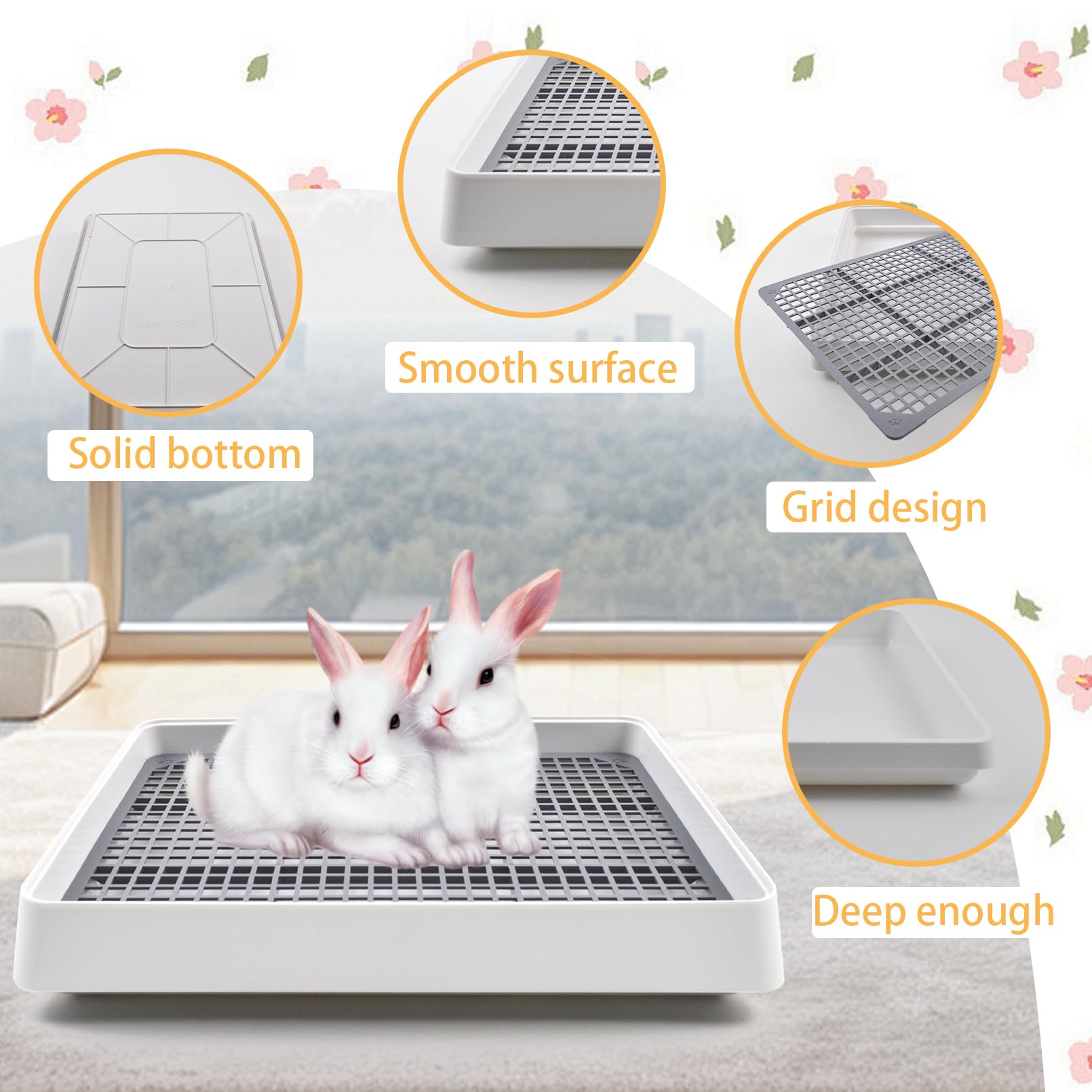 MUYG rabbit litter pan grid design protects tiny feet during use