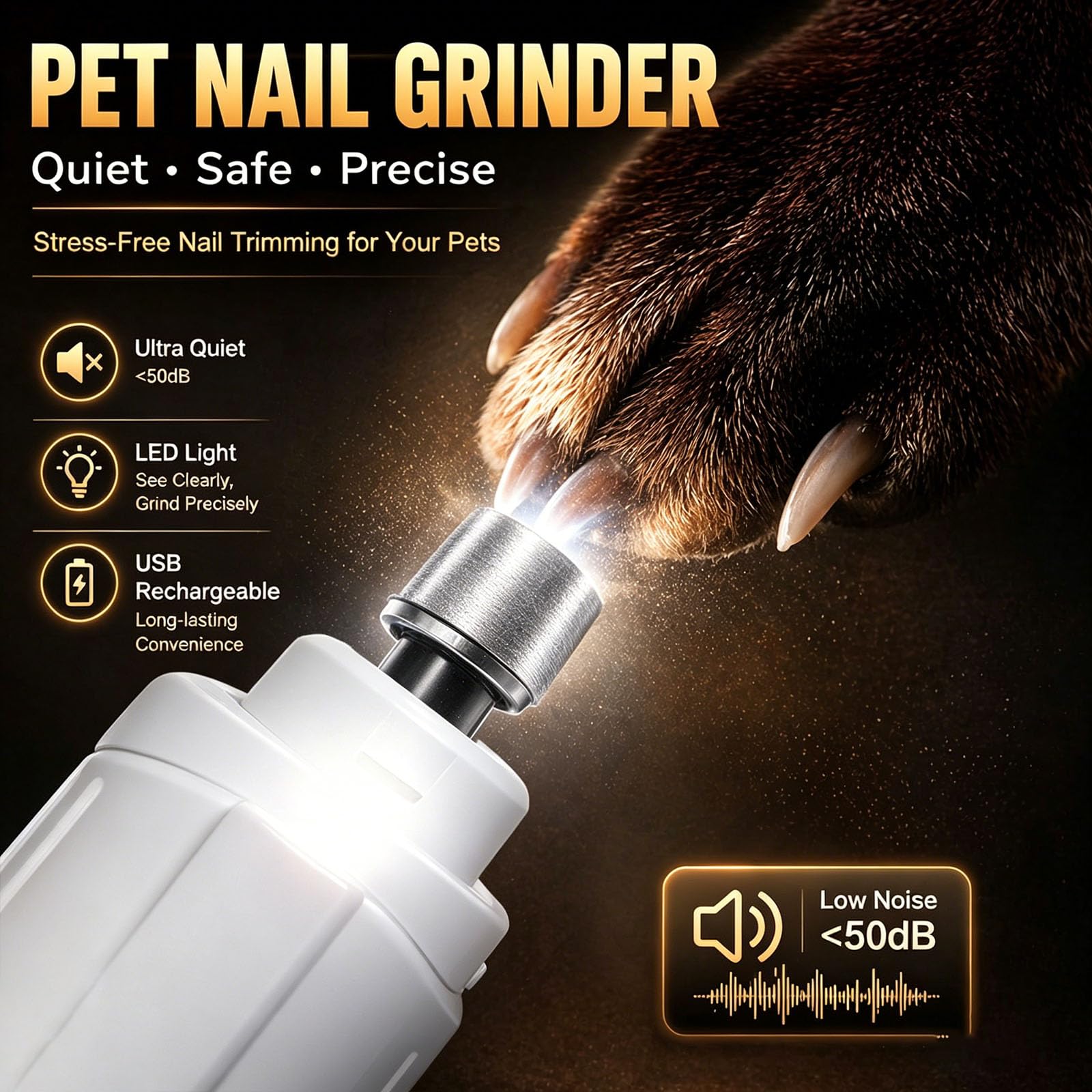 MUZMDNI dog nail clippers with guard and LED for safe trimming