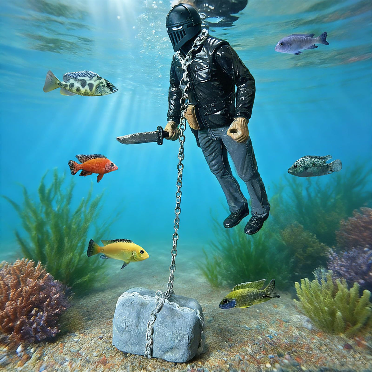 MWYZGmold floating fish tank decoration enhances underwater scenery with vivid character.