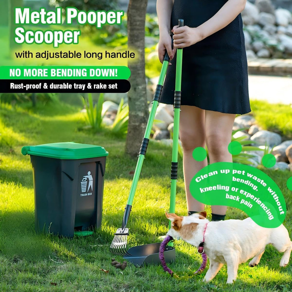 MXF metal tray and rake with long handles reach without bending