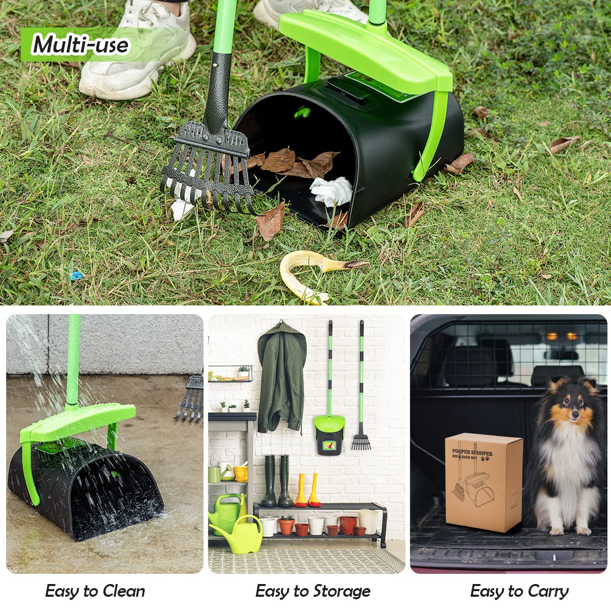MXF pooper-scooper complete-kit includes rake and bags for setup