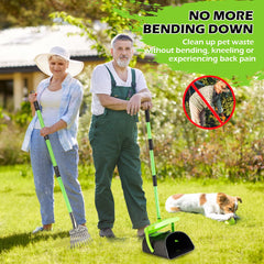 MXF pooper scooper with rake attachment ready for lawn edge cleanup