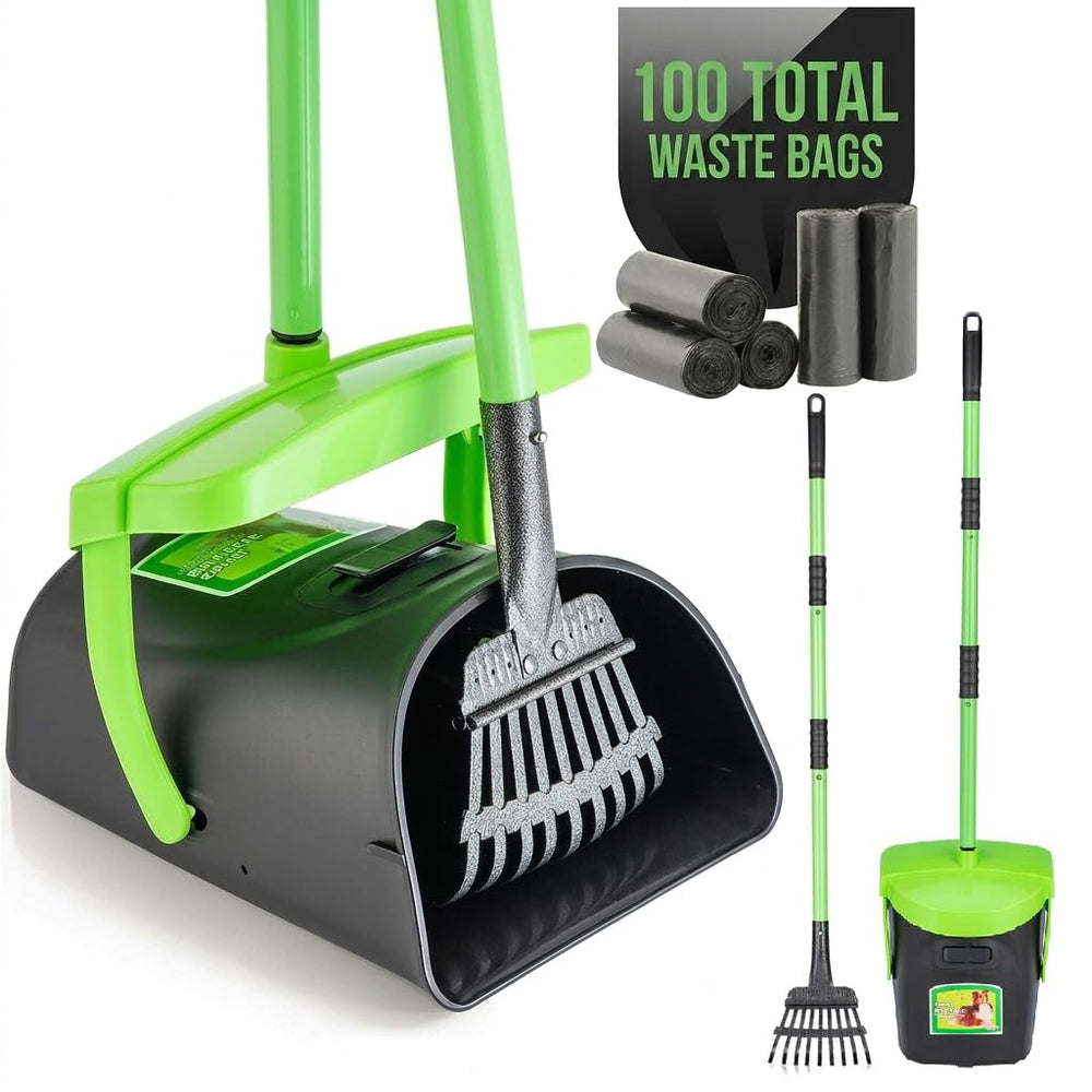 MXF pooper scooper swivel-bin in action, large capacity for quick yard cleanup