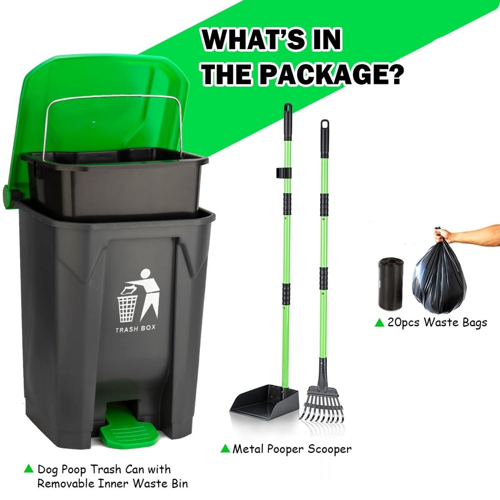 MXF removable inner bucket enables quick emptying after outdoor dog waste