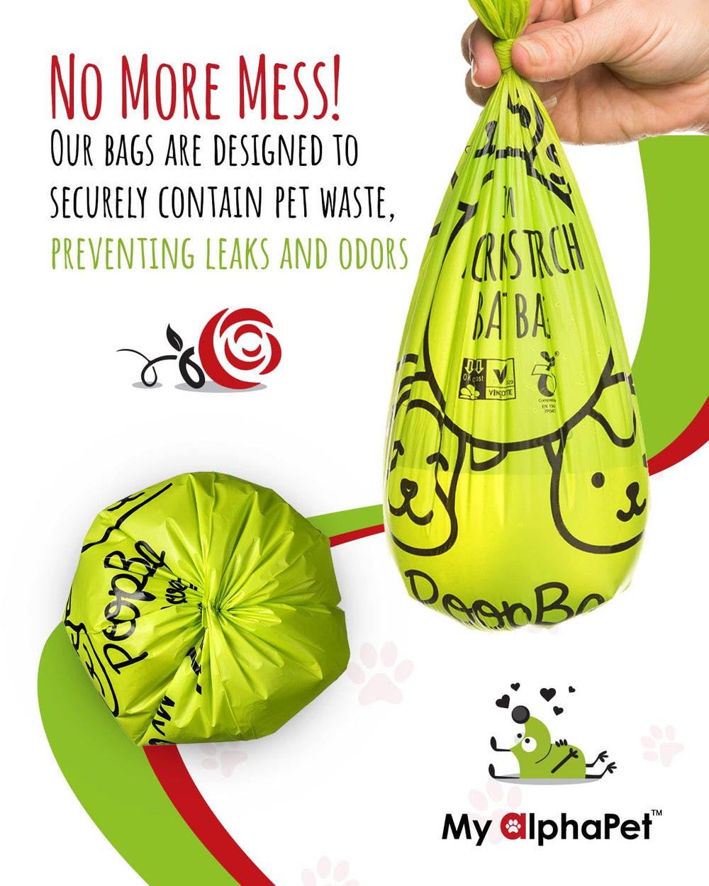 My AlphaPet leak-proof design prevents leaks during waste disposal.