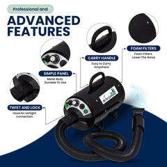 My Pet Command hot and cold air settings enable customized drying