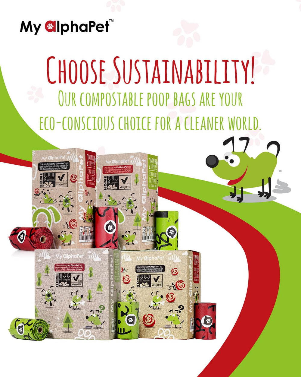 My AlphaPet unscented rolls support convenient odor-controlled cleanup during outings