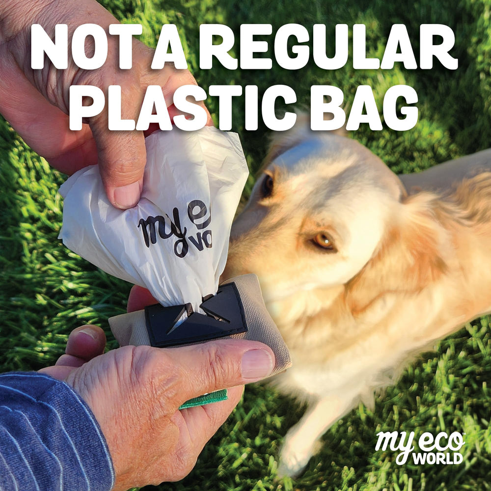 MyEcoWorld durable bags withstand messy scooping on daily dog walks.