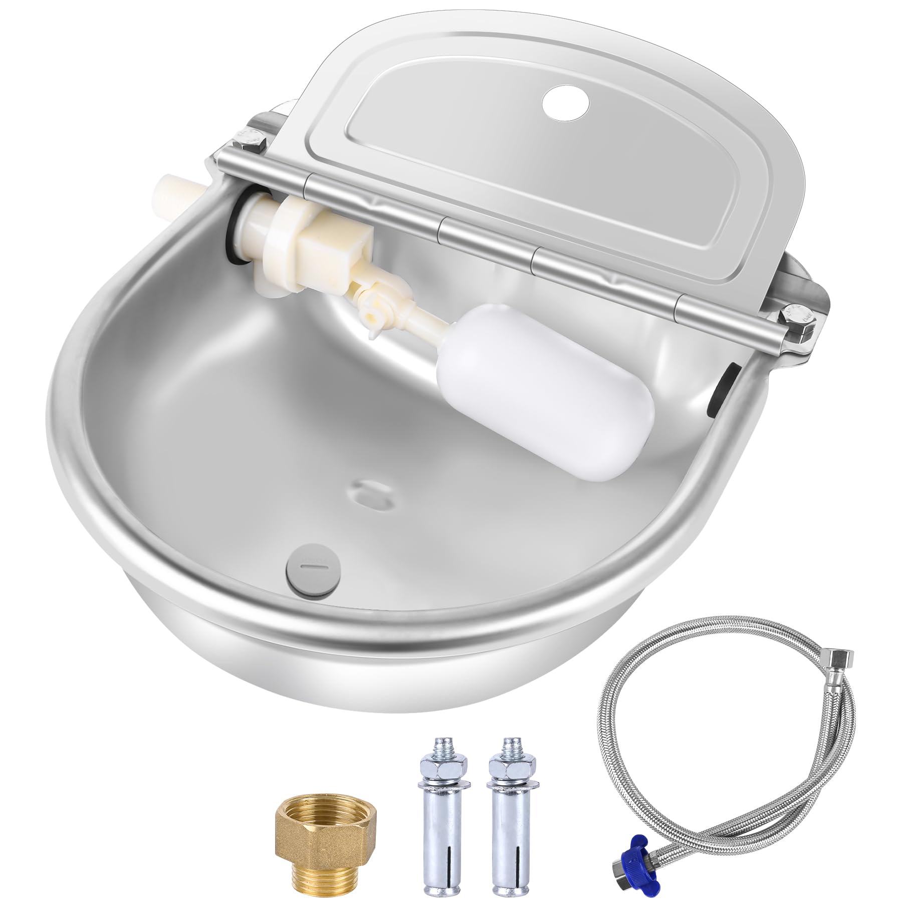 MYFAMIREA automatic waterer bowl in stainless steel for durable livestock hydration