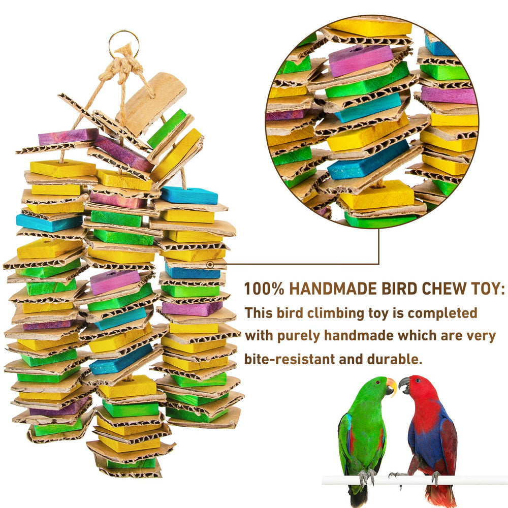 Durable materials provide long-lasting play for medium birds.