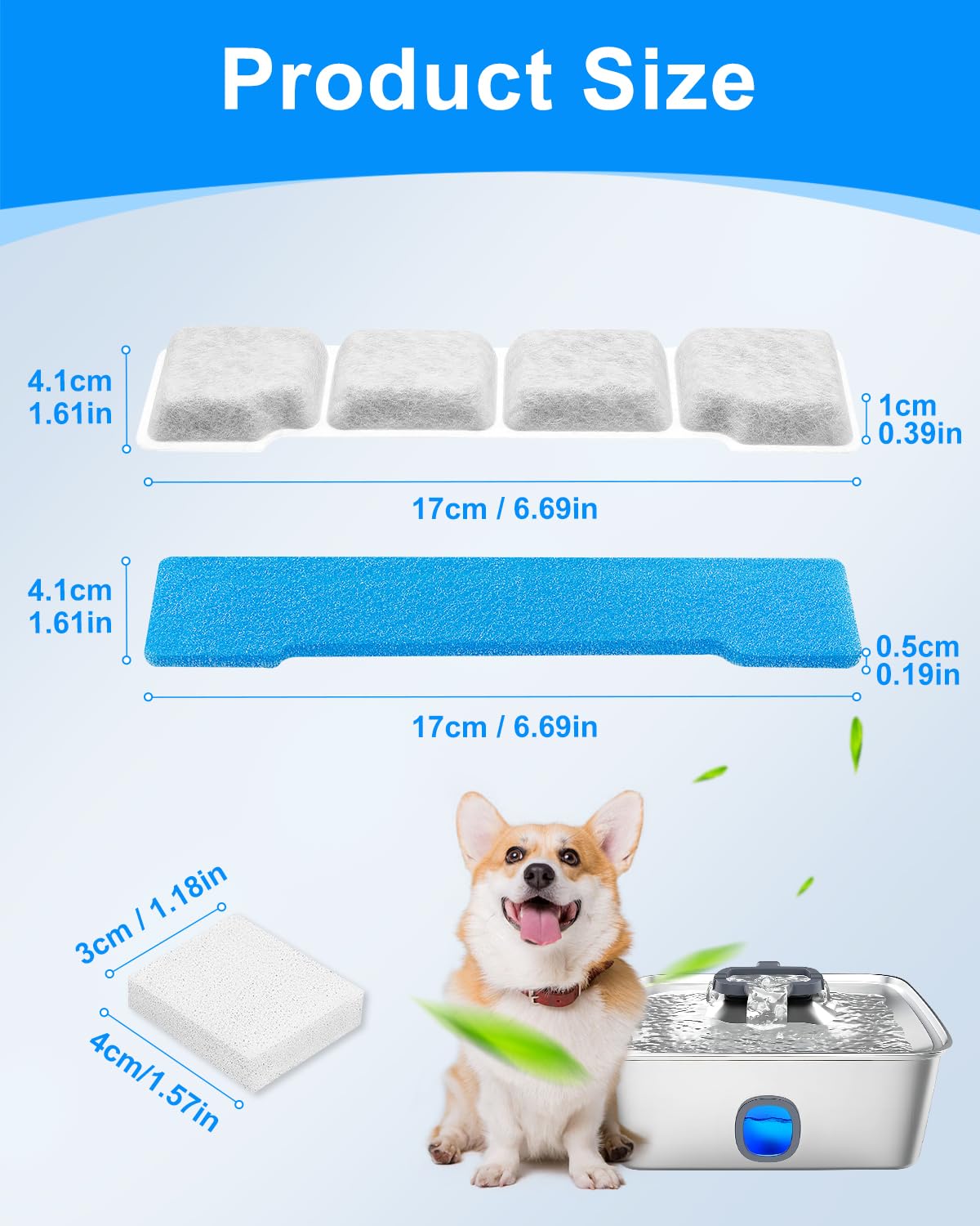 MyfatBoss dog water filter dense cotton layer highlights filtration of hair and debris