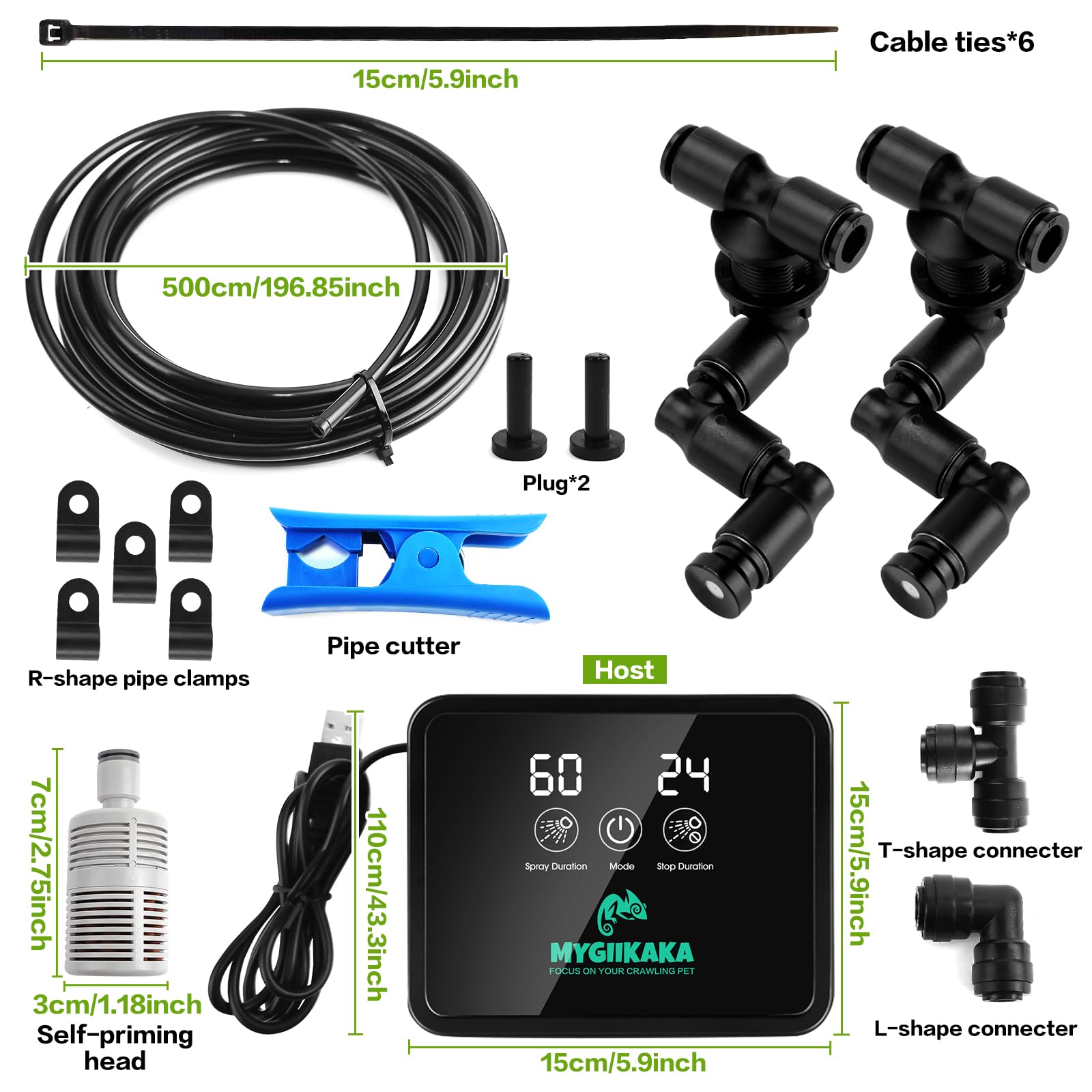MYGIIKAKA Reptile Mister timer settings enable automated cycles