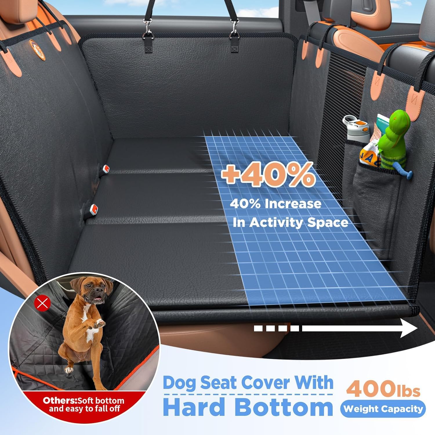 MYJAQI dog car hammock with breathable mesh window for airflow and visibility