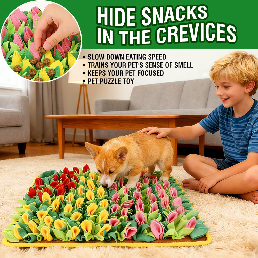 MYLIFESION non-slip bottom keeps mat in place during treats hunts.