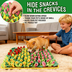 MYLIFESION non-slip bottom keeps mat in place during treats hunts.