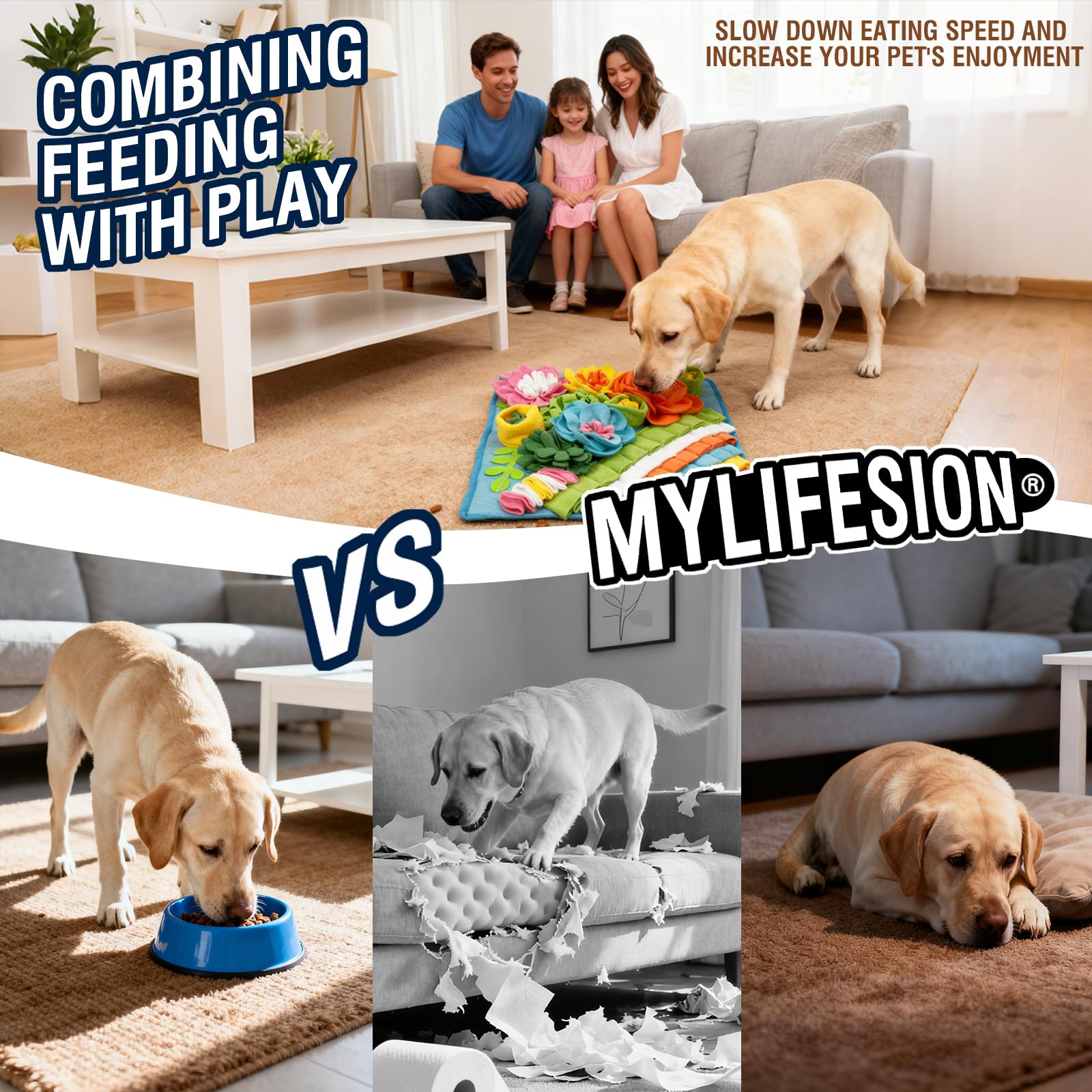 MYLIFESION Snuffle Mat rabbit foraging: encourages scent exploration
