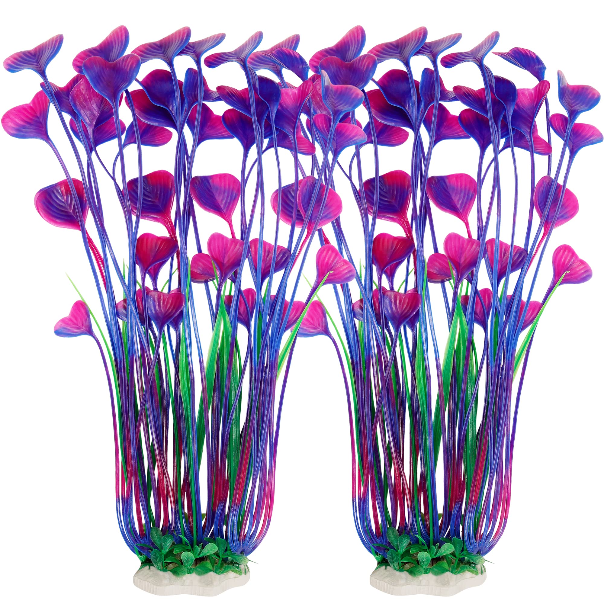 MyLifeUNIT aquarium plants two-pack tall purple with lifelike leaves for natural tank decor.
