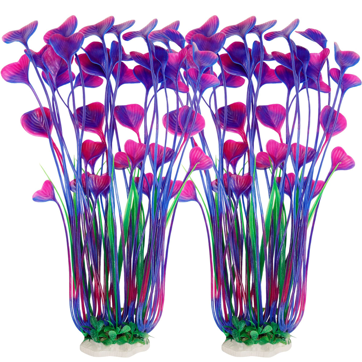 MyLifeUNIT aquarium plants two-pack tall purple with lifelike leaves for natural tank decor.