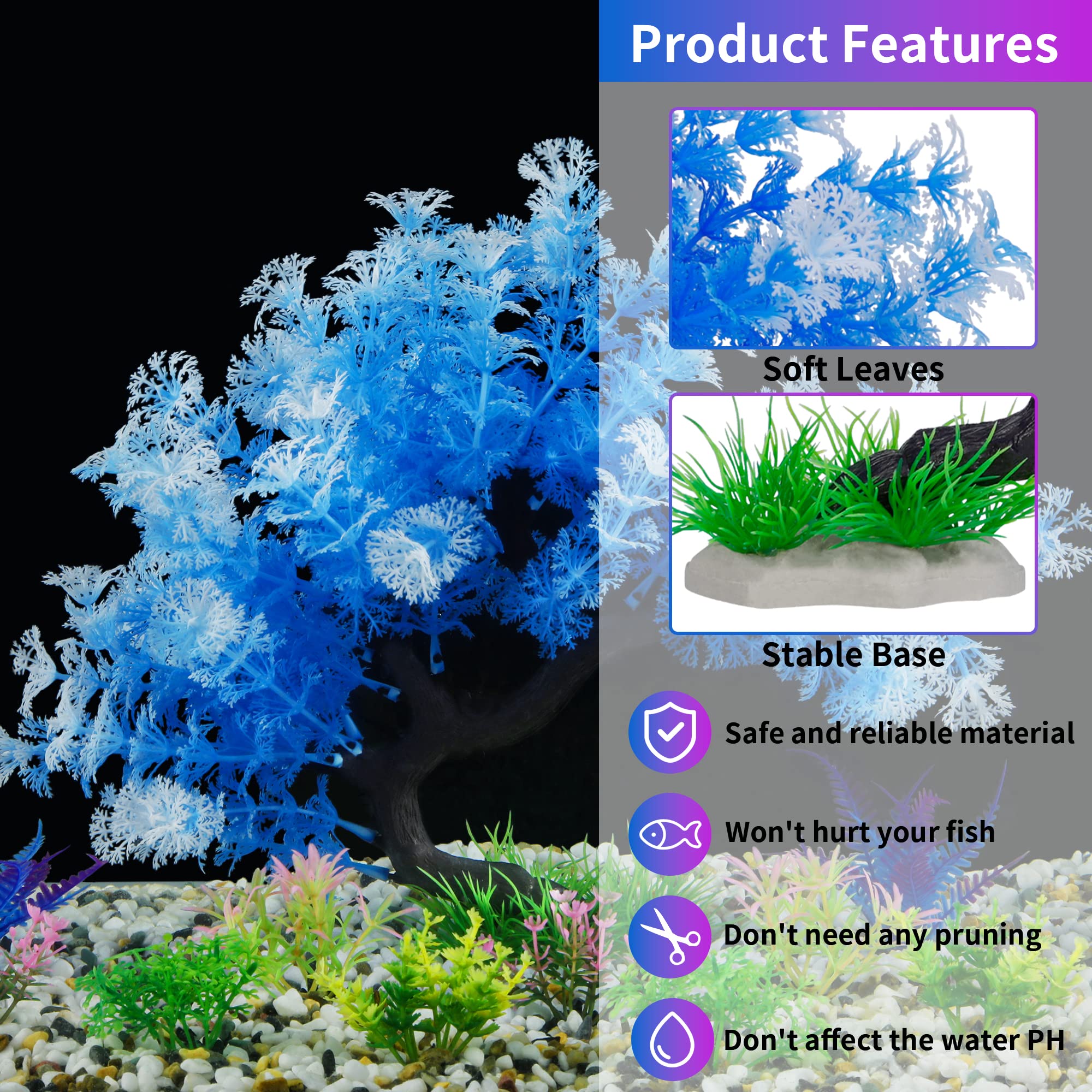 MyLifeUNIT artificial aquarium plants varied heights create natural depth and coverage.