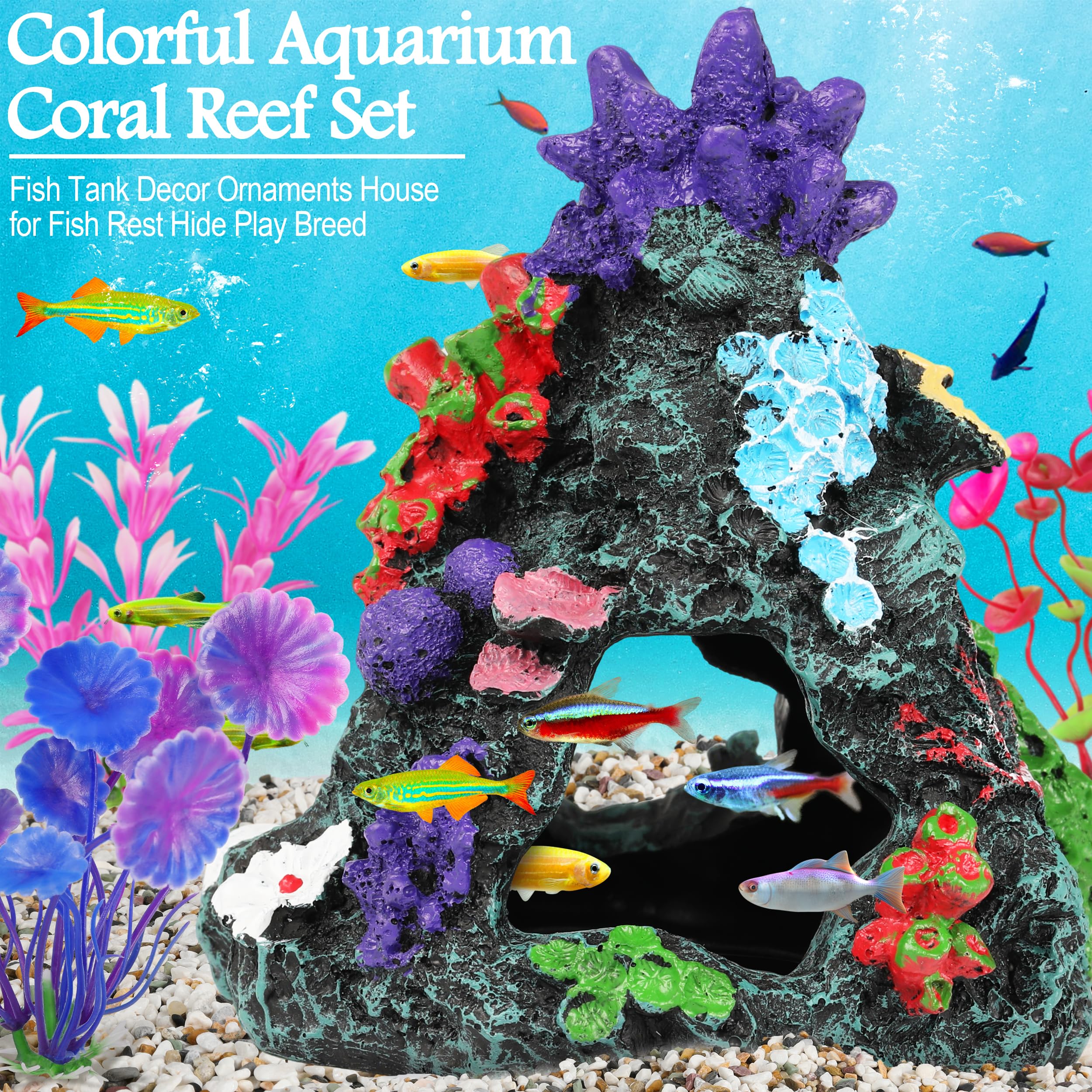 MyLifeUNIT coral reef decor adds texture and depth to the aquarium.