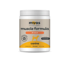 MYOS Canine Muscle Formula bottle pour supports daily muscle maintenance in dogs.