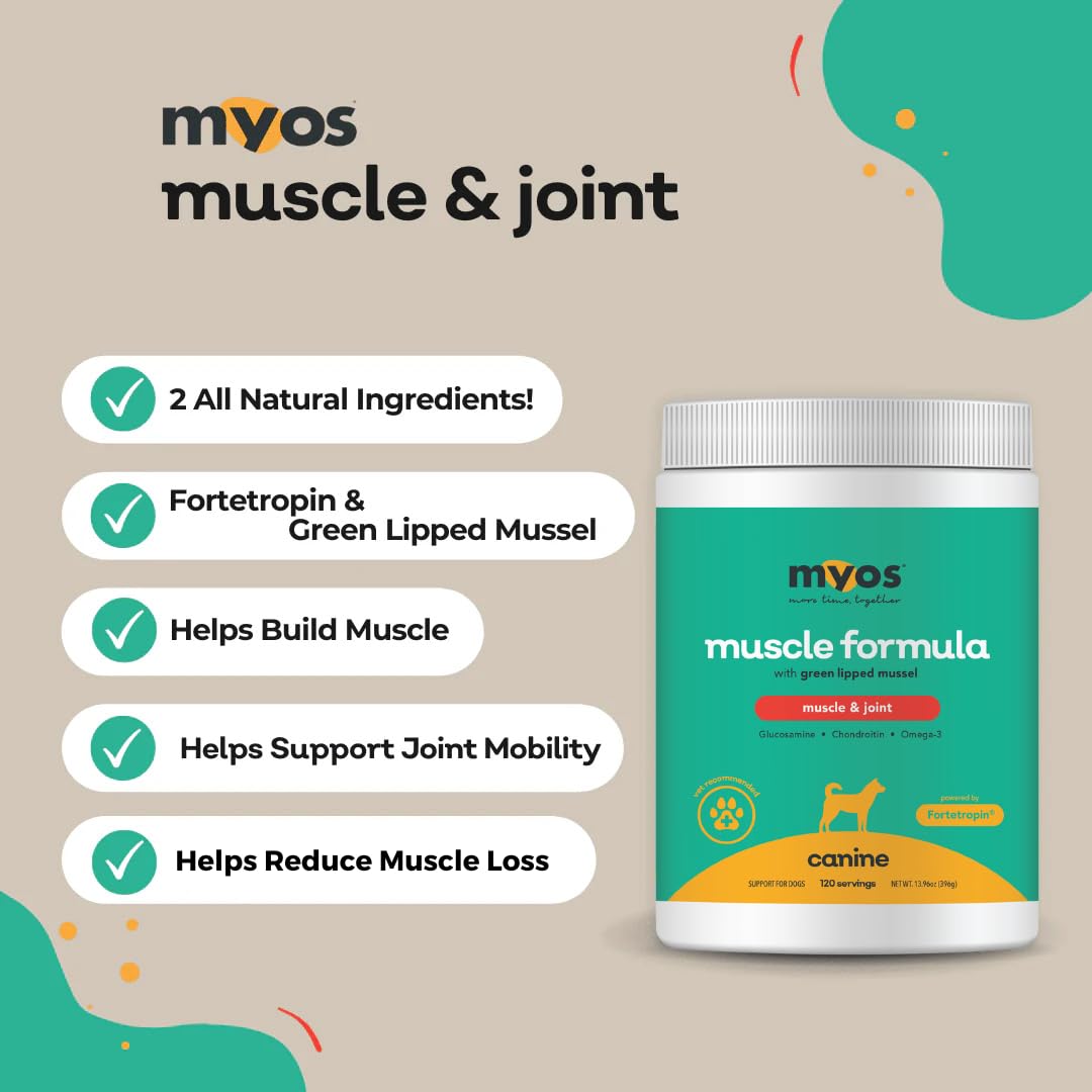 MYOS Canine Muscle Formula green-lipped mussel ingredient highlight for joint health.