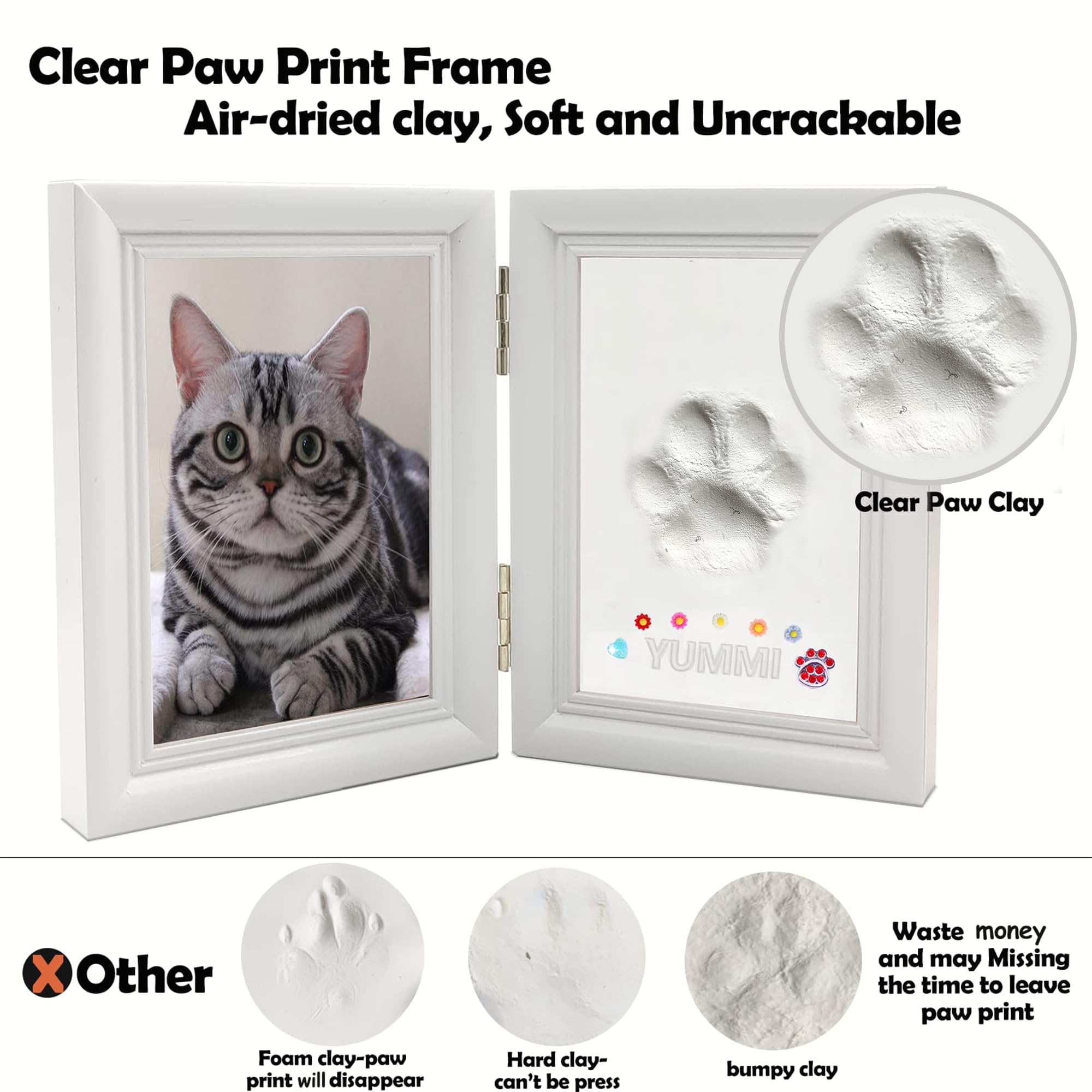 MYPAWLETS clay impression kit creates a clear paw print you can personalize.