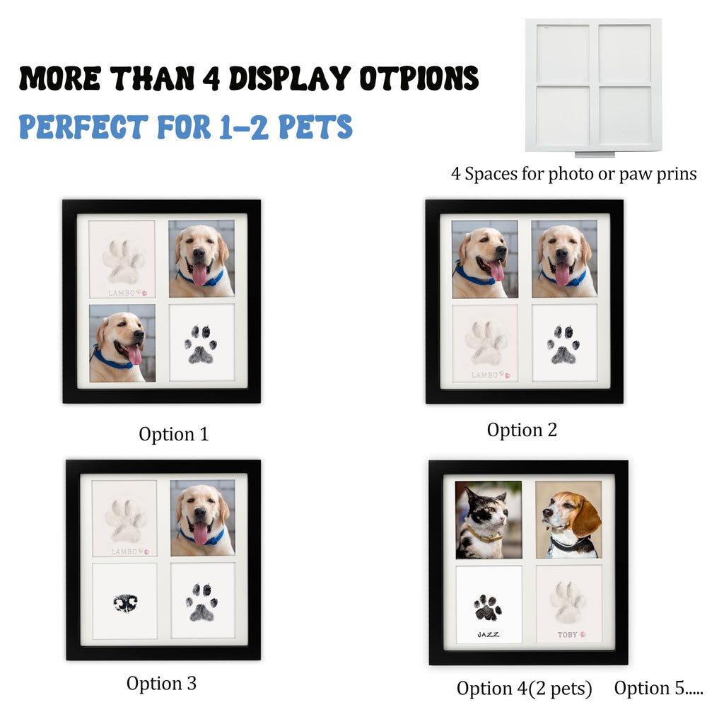 MYPAWLETS Forever Keepsake Frame holds two paw prints and two photos.