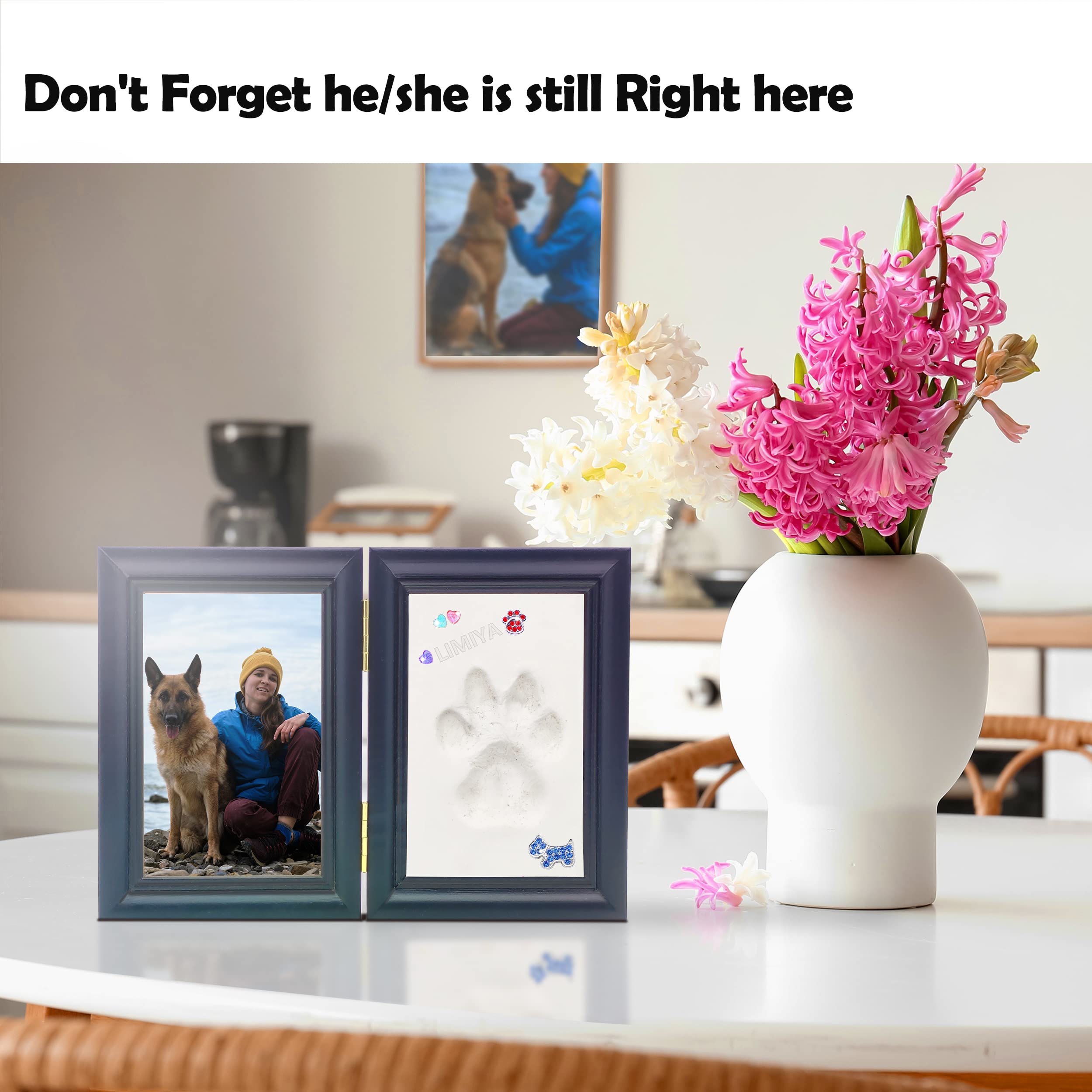 MYPAWLETS frame on display with paw print, photos, and decorative accents