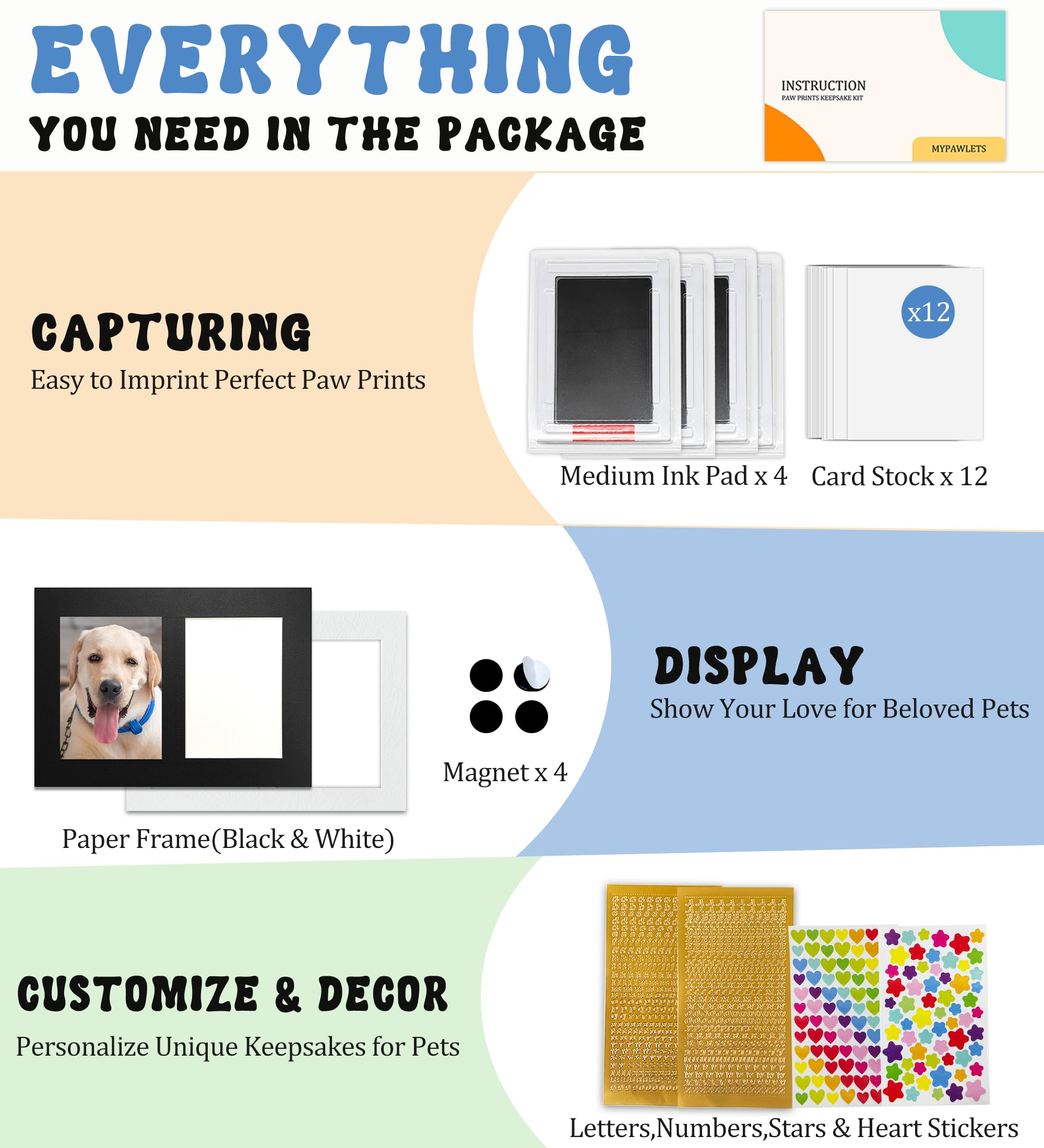 MYPAWLETS included clips and magnets help secure prints during framing.