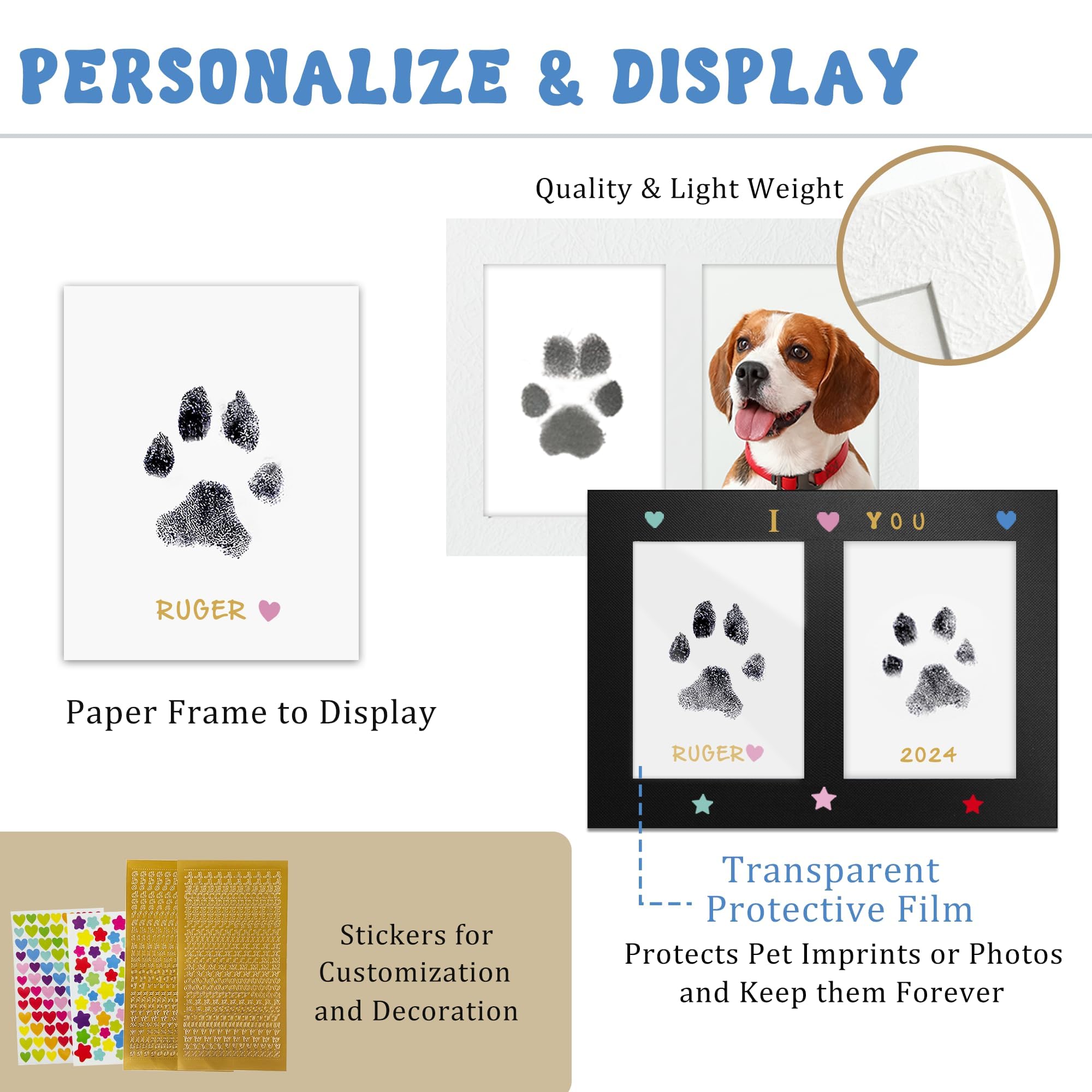 MYPAWLETS paw print frame displays memories on wall or fridge.