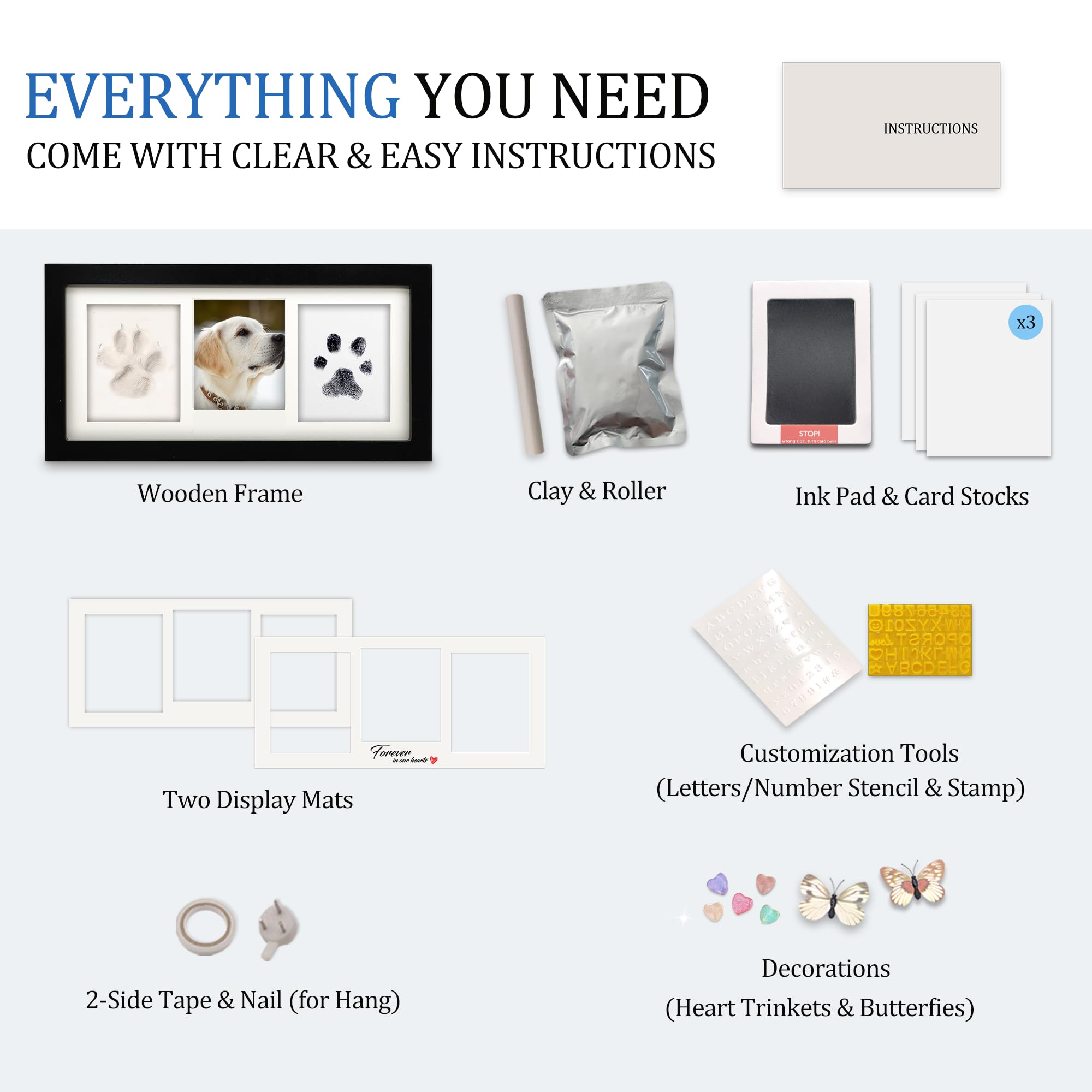 MYPAWLETS ready-to-display frame supports both wall hanging and tabletop presentation.