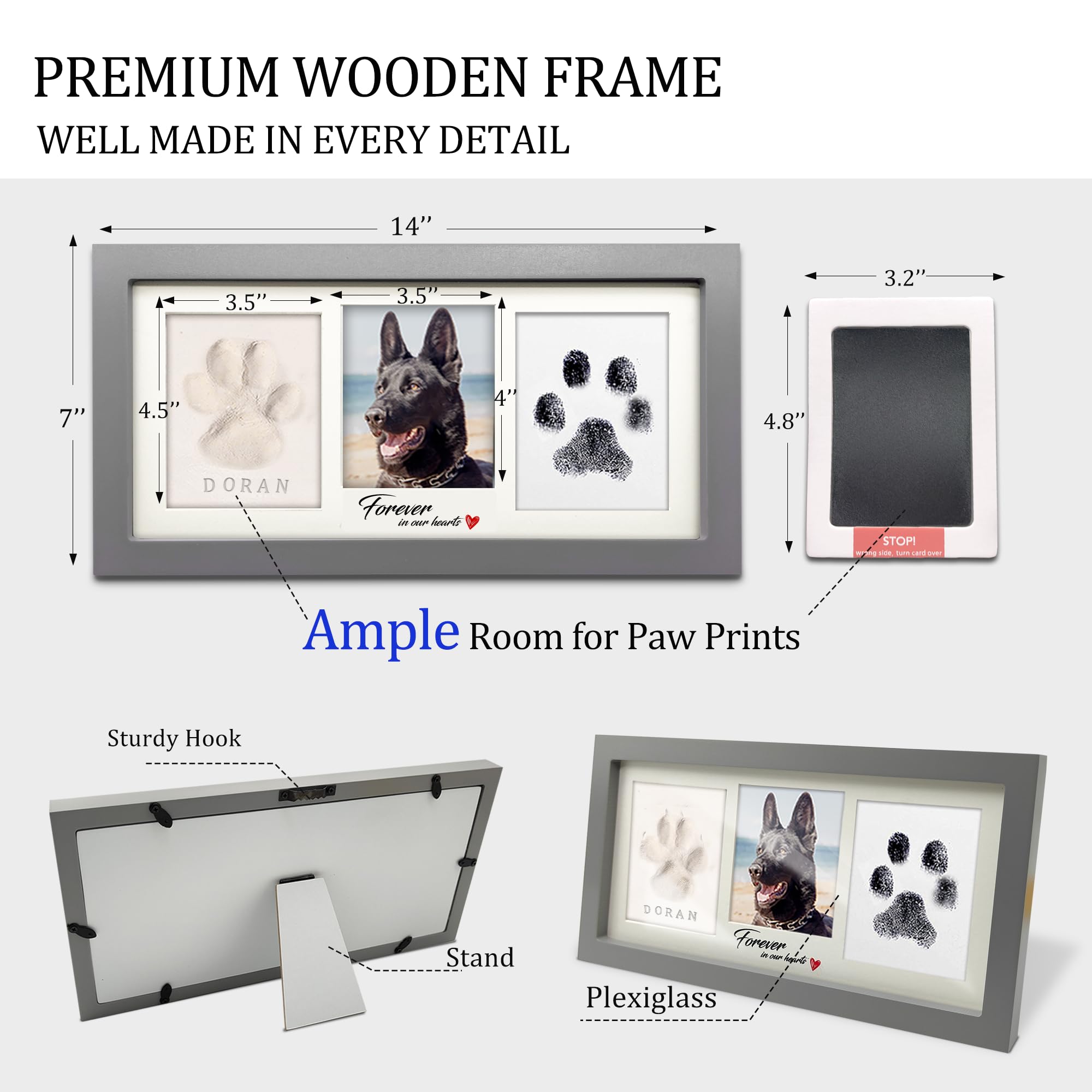 MYPAWLETS Paw Print Frame Kit: plexiglass protection keeps prints safe.