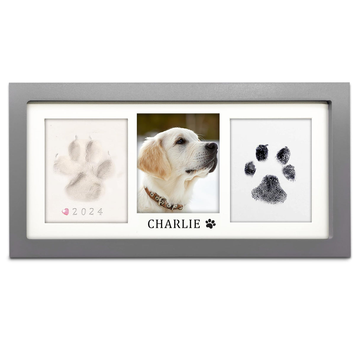 MYPAWLETS Paw Print Frame Kit: soft clay imprint for lasting pet keepsakes.