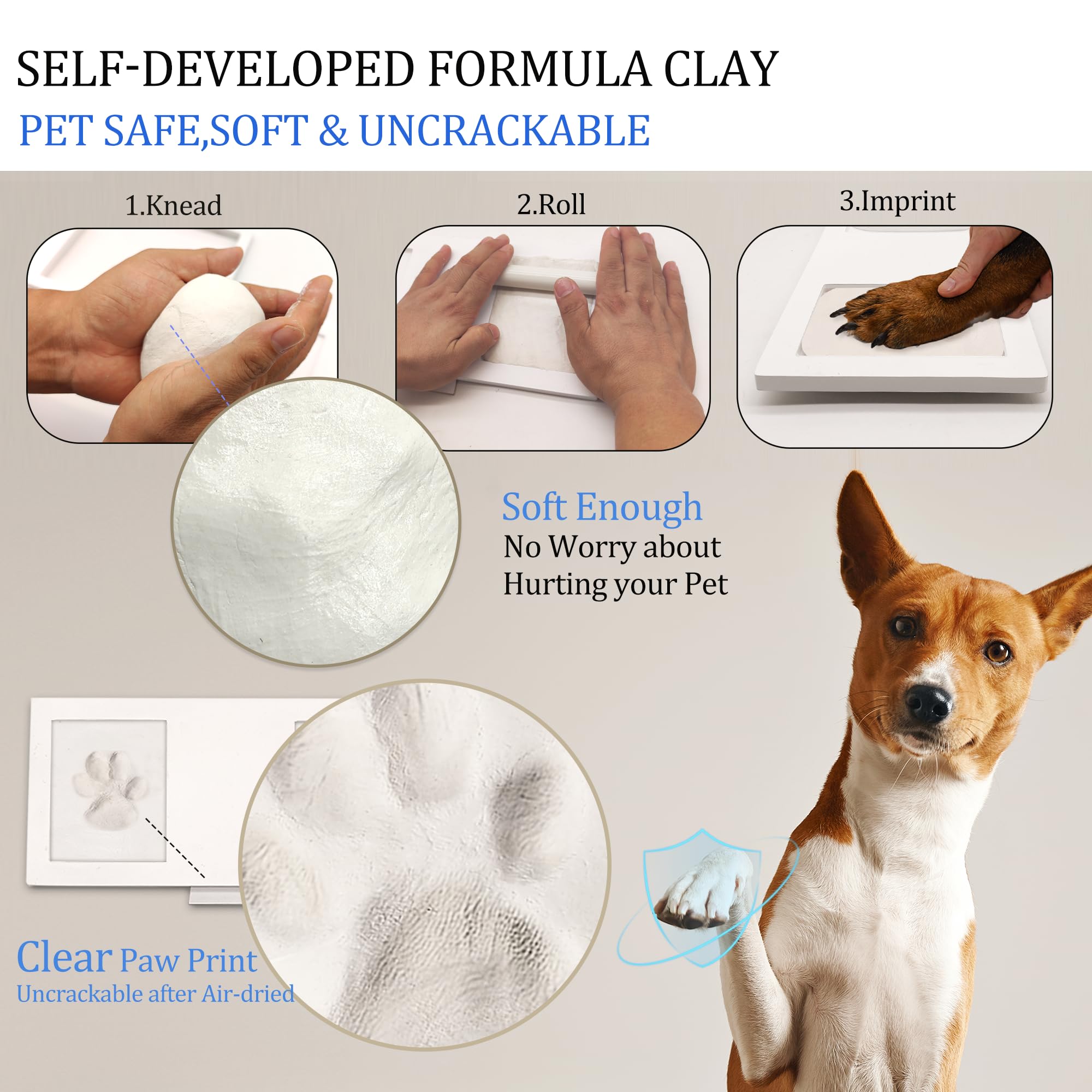 MYPAWLETS frame assembly shows two imprint methods for perfect displays.