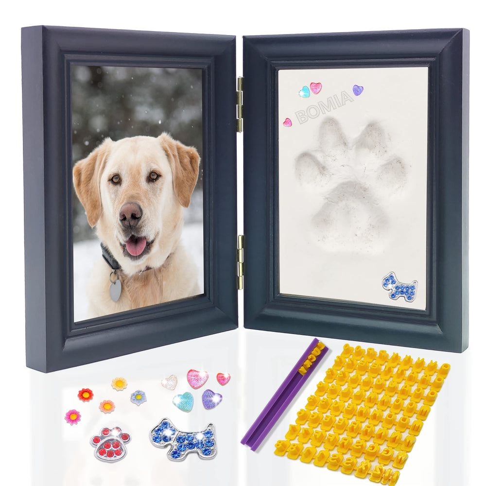 MYPAWLETS paw print kit frame showcases your pet's memory with a clear impression