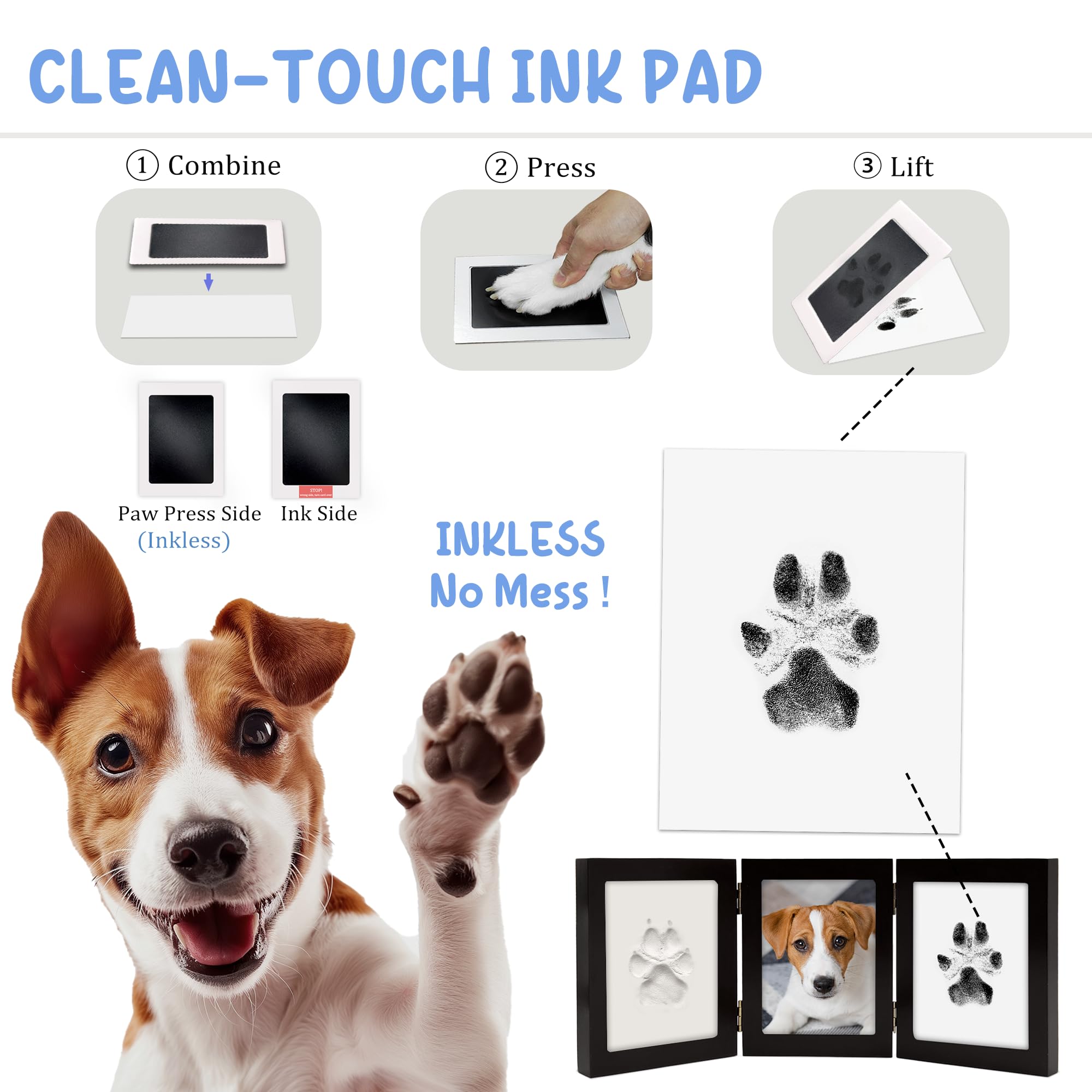MYPAWLETS wooden frame with plexiglass protecting finished paw print.