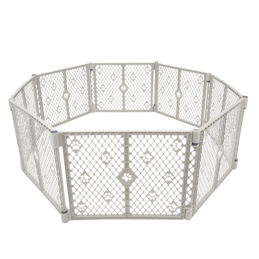 MYPET 8-Panel Paws Petyard setup highlights a versatile indoor/outdoor play area