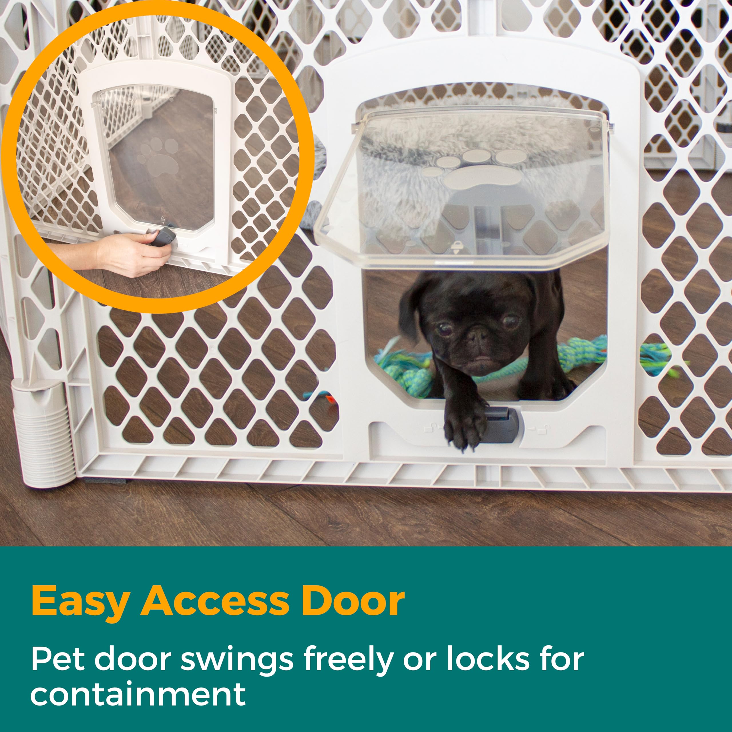 MyPet Petyard Passage 26-inch tall design creates spacious, contained play space.