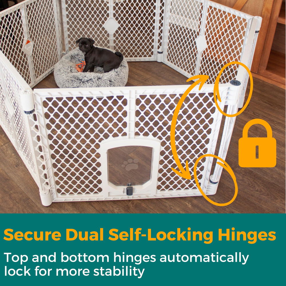 MyPet Petyard Passage foldable dog gate travels easily for trips.