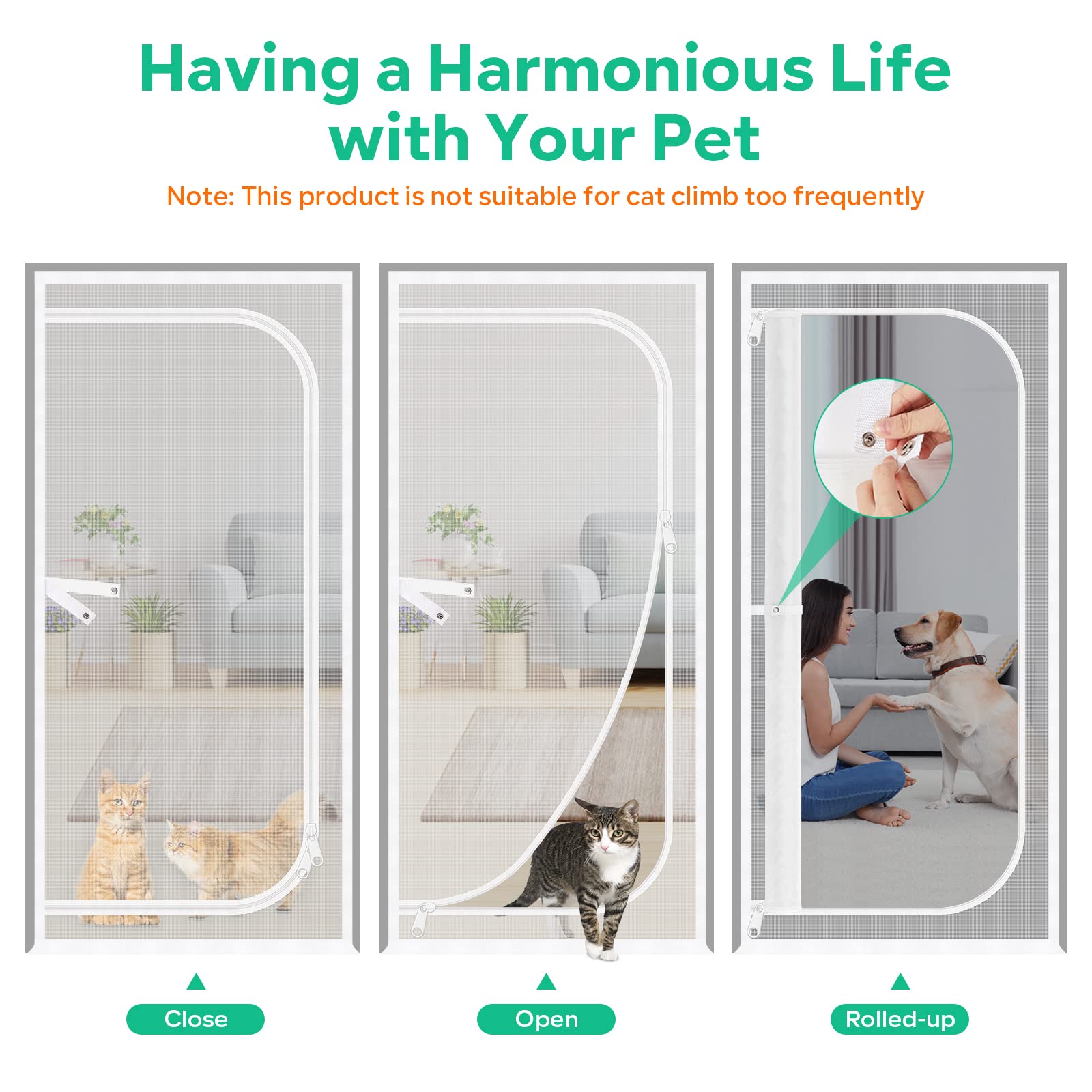 Step-by-step installation view of the MYPIN screen door