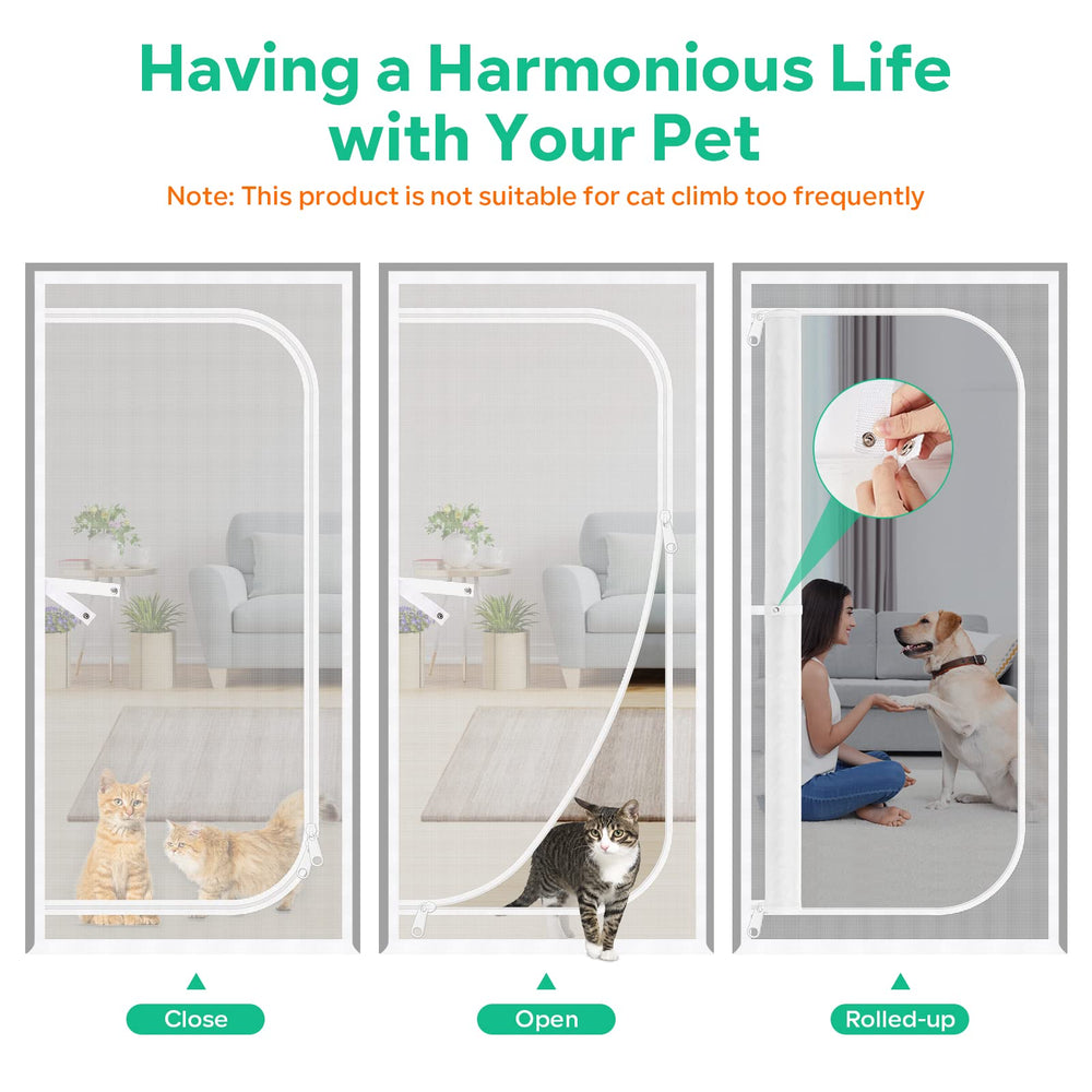 Step-by-step installation view of the MYPIN screen door