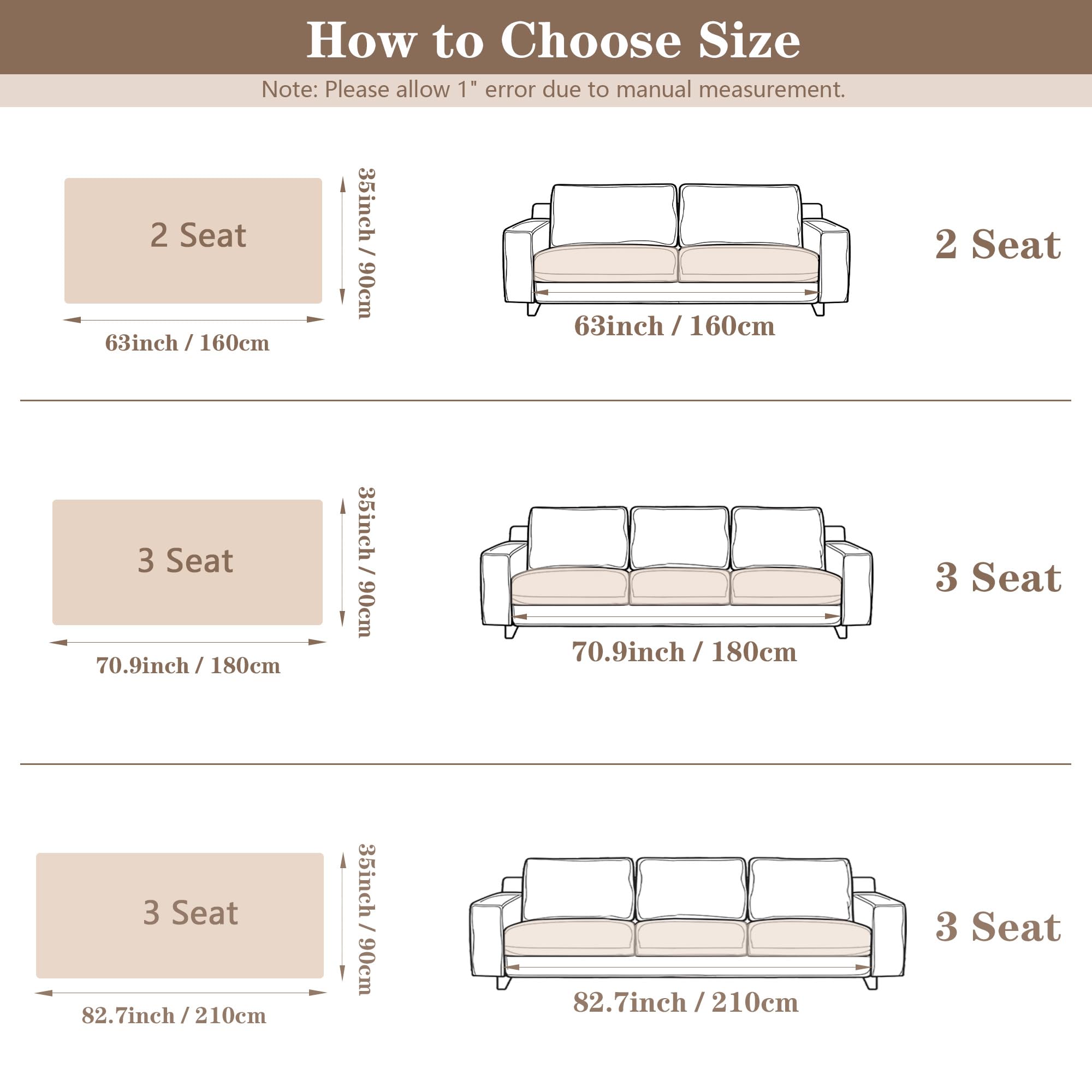 MYSKY HOME cream cover fits two-cushion sofas at 35x70