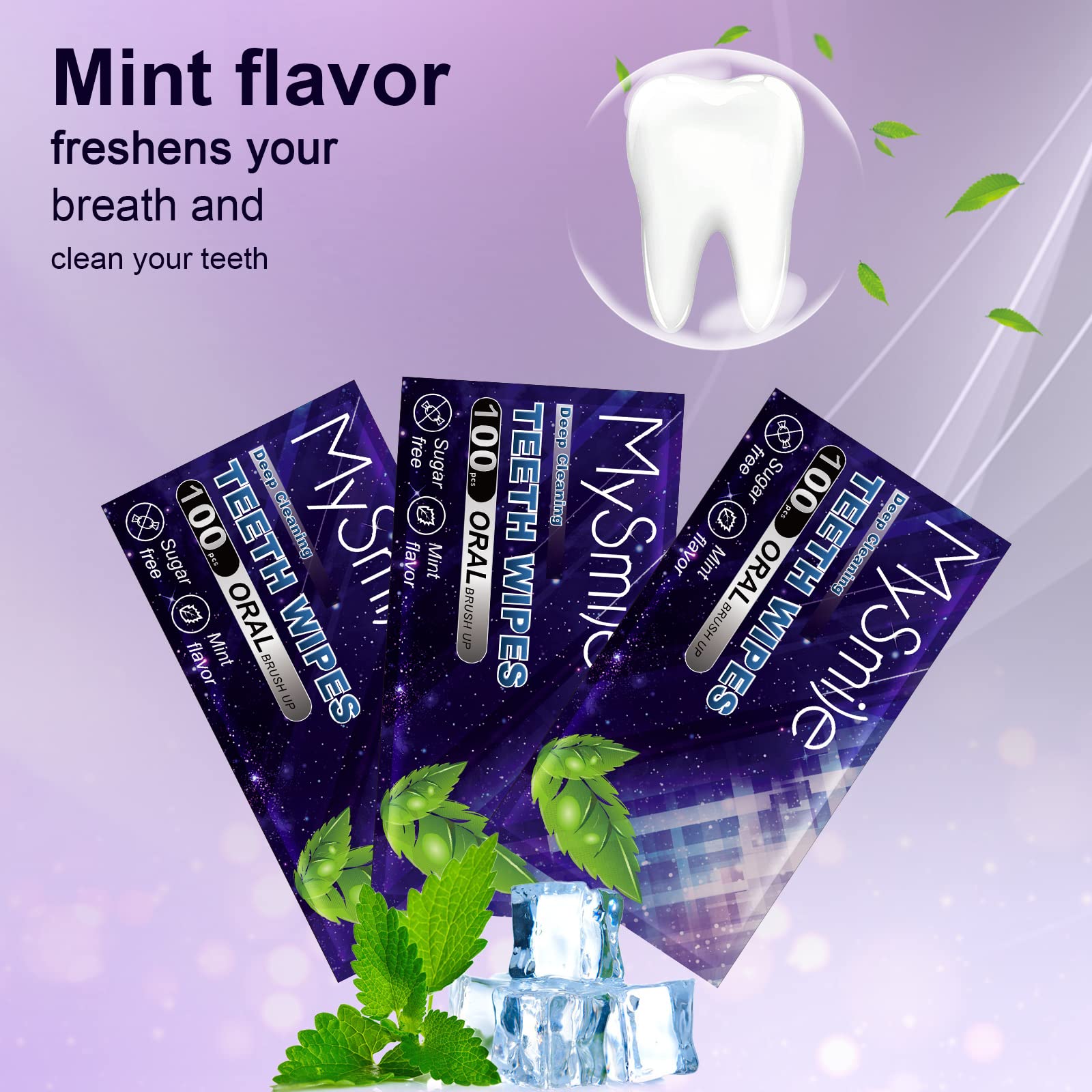 MySmile Teeth Wipes mint flavor for fresh breath on the go.