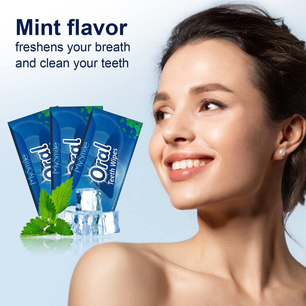 MySmile mint-flavor wipes deliver a fresh breath after use.