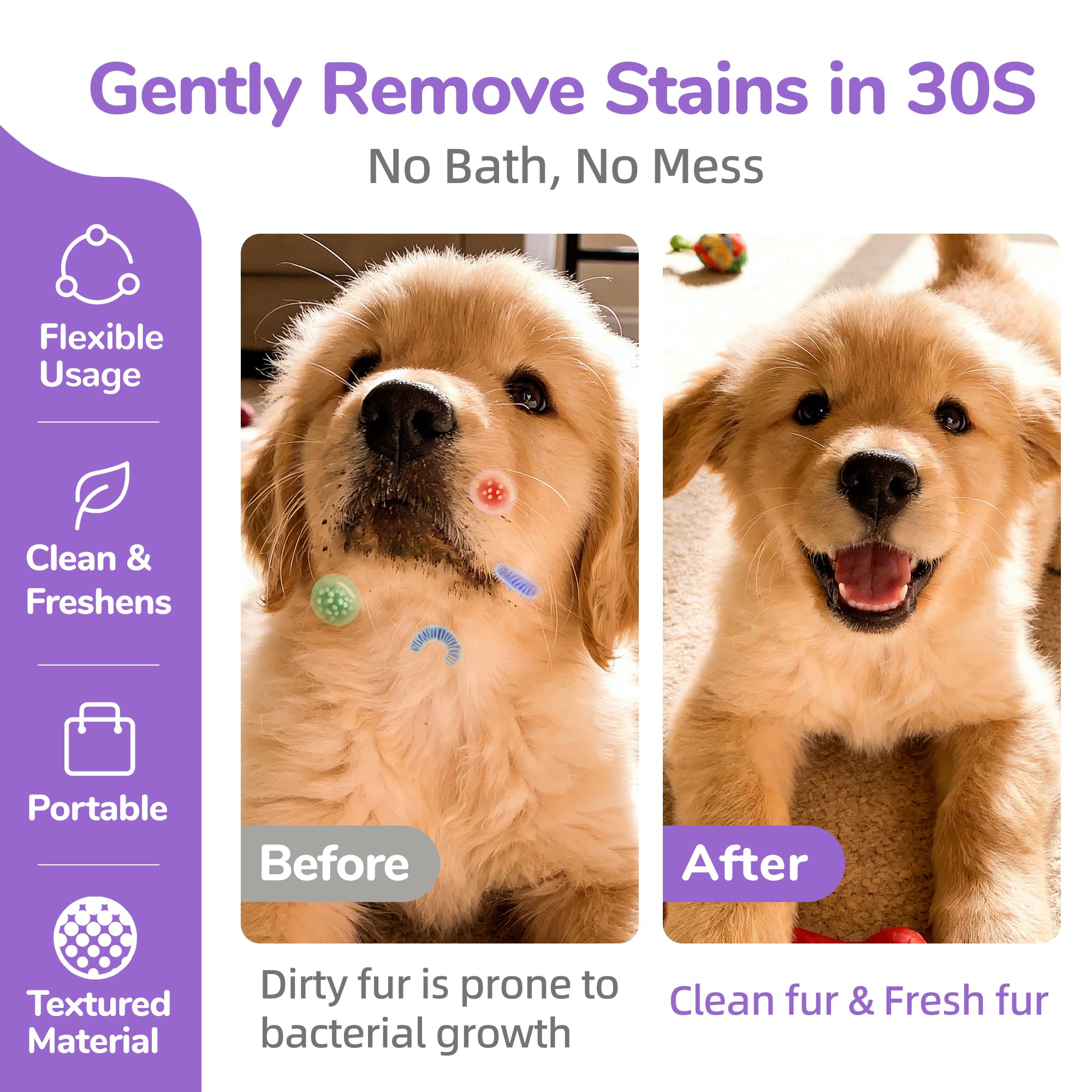 MyTend tear stain removal action demonstrated on dogs